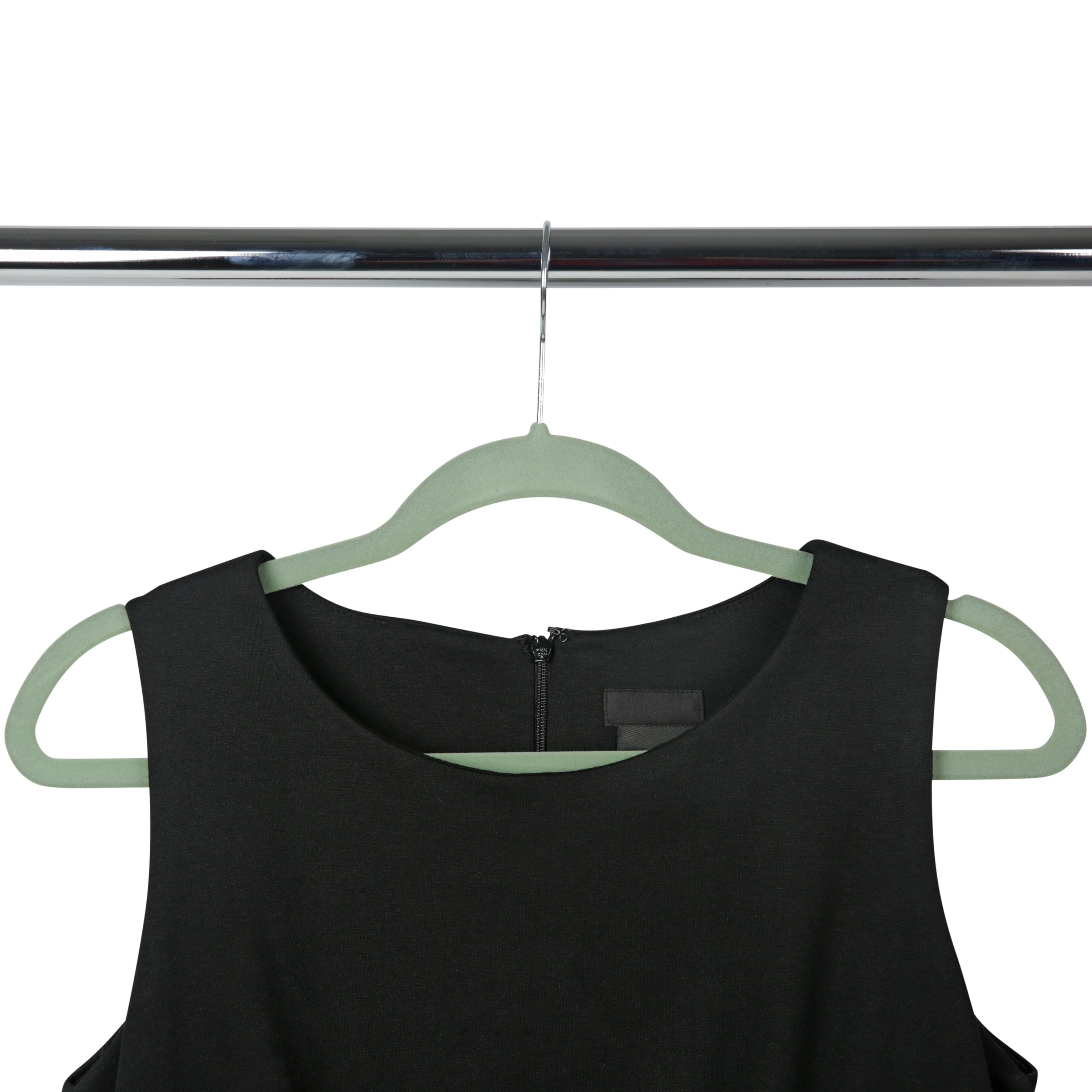 Simplify 100 Pack Slim Plastic and Metal Clothing Hangers, Sage Green