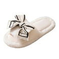 thumbnail image 2 of Bowknot Ribbon Pattern Slippers Ladies Opening Open Toe Cute Sweet Bow Female Home Slippers White CN：42(US:9), 2 of 5