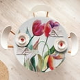 thumbnail image 3 of Ambesonne Art Fitted Round Tablecloth, Watercolor Tulip Flowers, 36"- 40" Diameter, Forest Green Magenta, 3 of 4