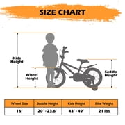 Hykolity Kids Bikes, 16 Inch BMX Style Boys Bicycle Ages 4-6 Years Old, Kids Bicycle for Boys Girls with Training Wheels, Adjustable Seat, Front and Rear Fender, Black