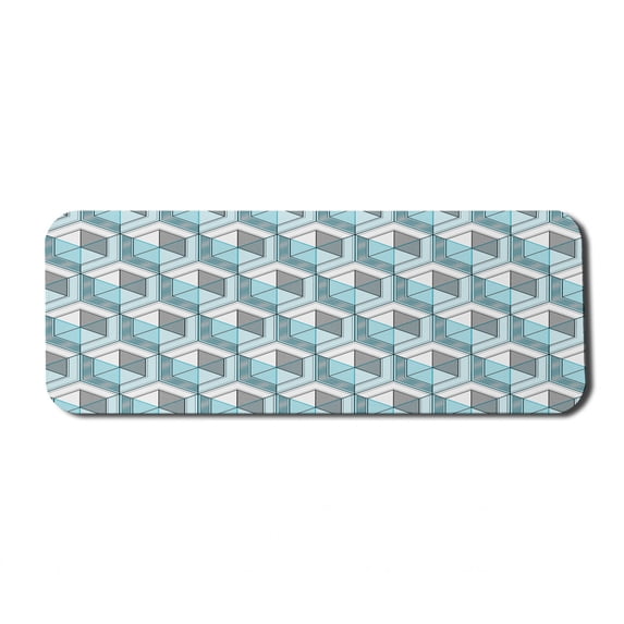 Geometric Computer Mouse Pad, Contemporary Continuous Pattern of Hexagons and Striped Design, Rectangle Non-Slip Rubber Mousepad Large, 31" x 12" Gaming Size, Charcoal Grey and Seafoam, by Ambesonne