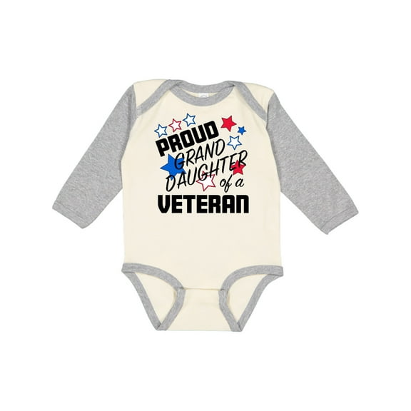 Inktastic Proud Granddaughter of a Veteran Veterans Day Girls Long Sleeve Baby Bodysuit