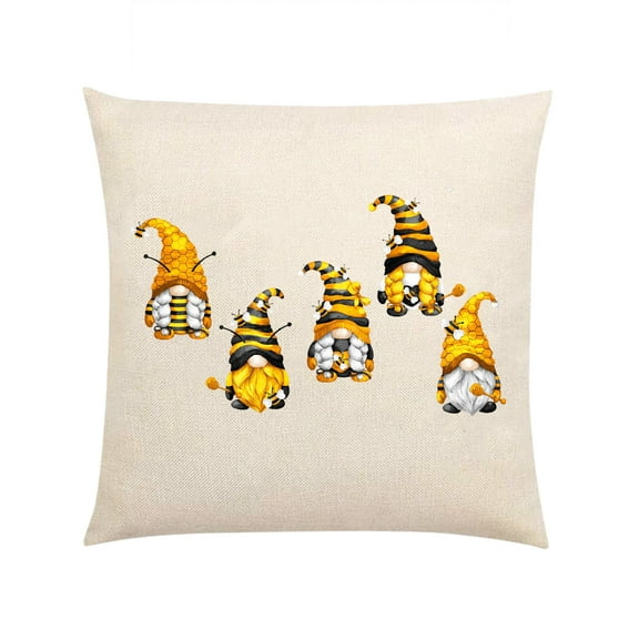 VerPetridure Bee Festival Honey Faceless Doll Gnome Pillowcase Honeybees Decorative Square Cushion Cover Pillow Cases for Sofa Couch Bedroom