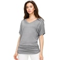 thumbnail image 4 of Made by Johnny V Neck Short Sleeve Dolman Top with Side Shirring M HEATHER_GREY, 4 of 6