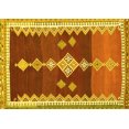 thumbnail image 1 of Ahgly Company Machine Washable Indoor Rectangle Abstract Yellow Contemporary Area Rugs, 3' x 5', 1 of 4