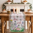 thumbnail image 2 of Table Runner 60 Inches Long for Kitchen Dining, Easter Dresser Scarf Farmhouse, Dining Table Decorations for Wedding/Parties, Cute Bunny Eggs Flowers Plants Pink Checkered 13 x 60 In, 2 of 8