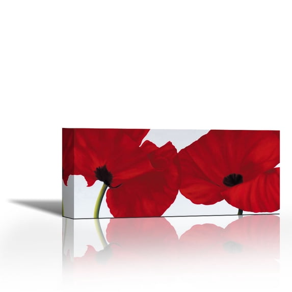 Red II - poppies - Contemporary Fine Art Giclee on Canvas Gallery Wrap - wall décor - Art painting - 27 x 12 Inch - Ready to Hang