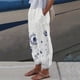 thumbnail image 3 of Gibobby pantalones anchos mujer Pantalones casuales deportivos para el con estampado de flores de diente de león y cintura elástica informal para mujer (Azul, S), 3 of 4