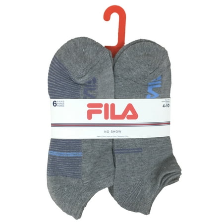 

Fila Women s No Show Socks - 6-Pack - Women s Shoe Size 4-10 - Gray with Blue Accents