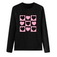 thumbnail image 4 of Womens Valentine Day Shirts Casual Heart Long Sleeve Going Out Tops Pullover Loose Spring Holiday Valentines Outfits, M Black, 4 of 5
