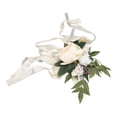 thumbnail image 2 of Arreglo artificial para bodas, ceremonias de hotel, decoración floral para sillas forjadas en gasa de color blanco lechoso, 2 of 8