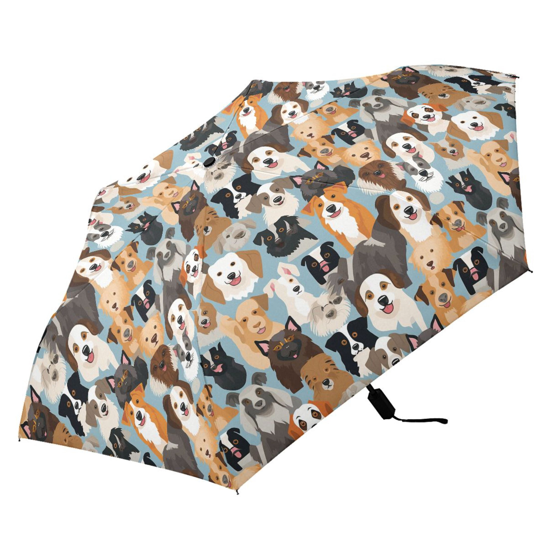 Various Expressive Dogs Compact Sun Umbrella Windproof Travel Umbrellas for Rain Strong Portable UV Protection