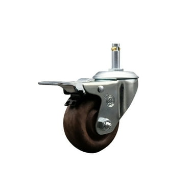 3 Inch High Temp Glass Filled Nylon 7/16 Inch Stem Caster with Total Lock Brake
