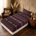 thumbnail image 5 of Manfei Bohemian Aztec Twin Sheets,Exotic Style Bedding, Pink Black, Black Reversible 3-Piece1 Flat Sheet + 1 Fitted Sheet + 1 Pillowcase, 5 of 6
