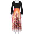 thumbnail image 4 of Vestidos Para Mujer Otoño Árbol de Navidad Estampado Manga Larga Cuello Redondo Vestido Largo Playa Casual Maxi Sundress Odeerbi ODB145591, 4 of 6