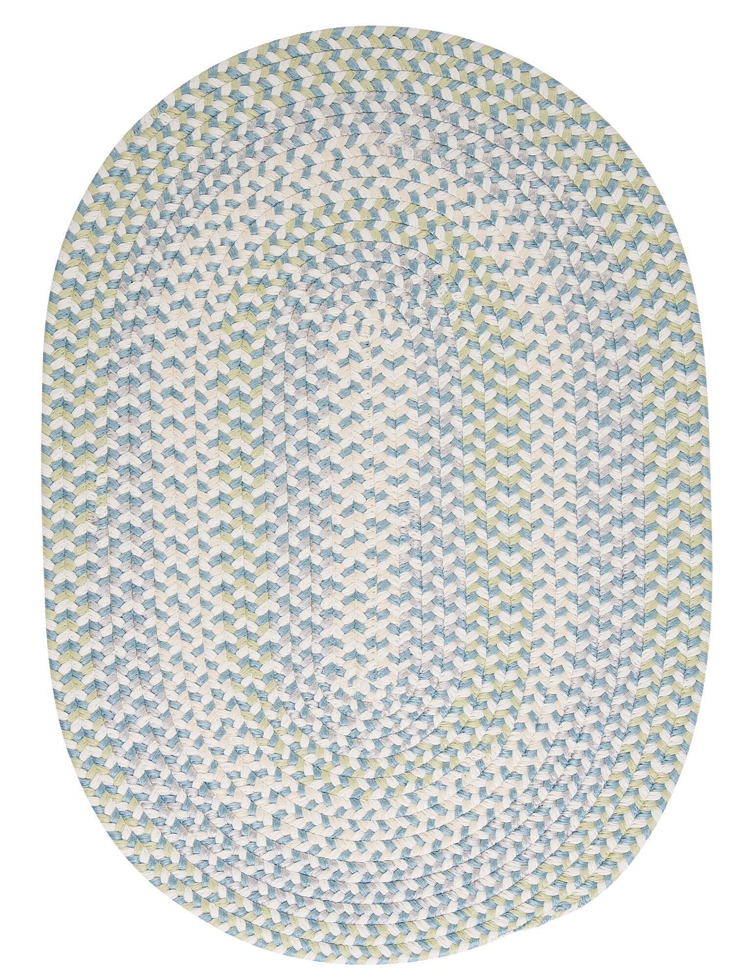 10' Blue, Green and Beige Reversible Round Handcrafted Area Throw Rug