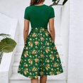 thumbnail image 4 of ZHOGXU Women's Dresses Summer Short Sleeve Round Neck Floral Printed Lightweight Comfortable Stylish Dress For Casual Daily Wear,Green,S, 4 of 6