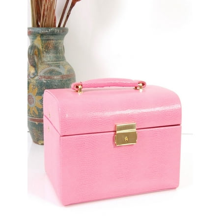 Budd Leather Lizard Print Calf Jewelry Box with Handle