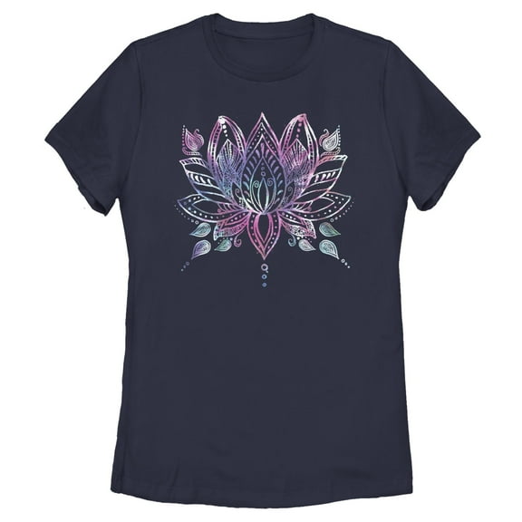 Women's Lost Gods Lotus Flower Sketch Graphic T-Shirt