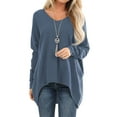 thumbnail image 1 of Women Long SLeeve V Neck Irregular Hem Tunic Top, 1 of 5