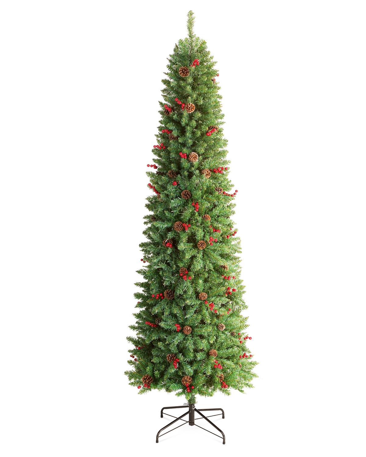 LIFEFAIR 7.5ft Prelit Slim Christmas Tree, Decorated with 350 Clear Lights and Realistic 900