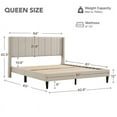 thumbnail image 3 of CHITA Queen Size Upholstered Platform Bed Frame with Vertical Stripe Headboard,Oatmeal, 3 of 10