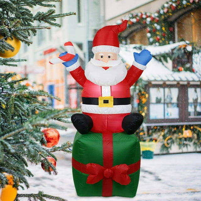 AMERTEER Inflatable Cartoon Giant Snowman with LED Light for Xmas Garden Party Decor