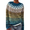 thumbnail image 2 of Tittly Sweaters for Women Pullover Sweaters Women's Vintage Art Print Knit Crew Neck Pullover Sweater Womens Sweaters Long Sleeve Tops Dark Blue XXXXL, 2 of 4