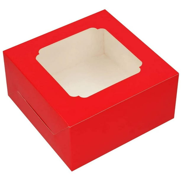 CPDD 20 Pack Bakery Boxes 6 x 6 x 3 Inch Cookie Cupcake Cardboard Container with Window