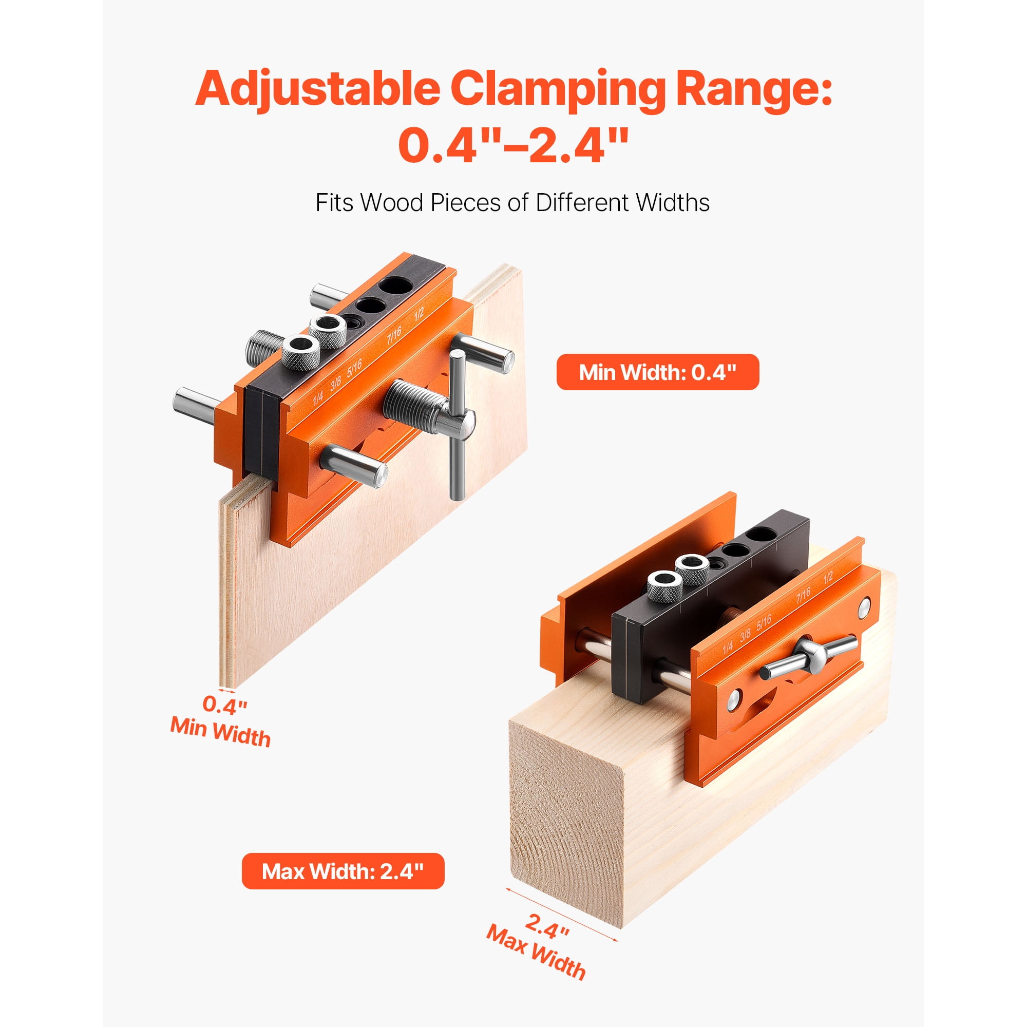 KFFKFF Doweling Jig Kit, Self-Centering Dowel Drill Jig for Precise Holes, Aluminum Alloy Woodworking Tool with 6 Drill Guide Bushings, Adjustable Width, Ideal for Woodworking, Drilling, and Marking