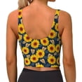 thumbnail image 3 of Haiem Sunflowers Pattern Womens Sports Bra - U Neck Padded Low Impact Yoga Bra Workout Crop Top Gym Moisture-Wicking Workout Vest -, 3 of 9