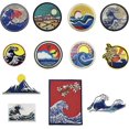 thumbnail image 1 of Parche termoadhesivo, 12 piezas de parche termoadhesivo con diseño de olas del atardecer o parche para coser en ropa, camisetas, vaqueros, chaquetas, 1 of 5