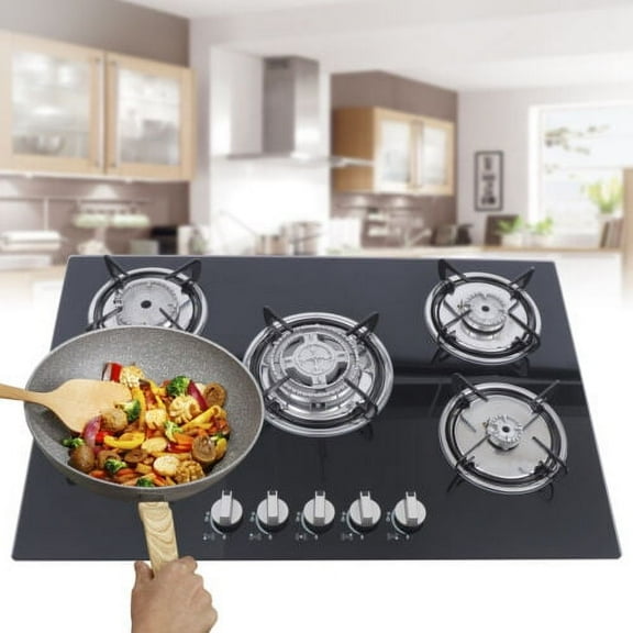 5 Burner Built-In Stove Top Gas Cooktop LPG/NG Gas Cooking Easy to Clean