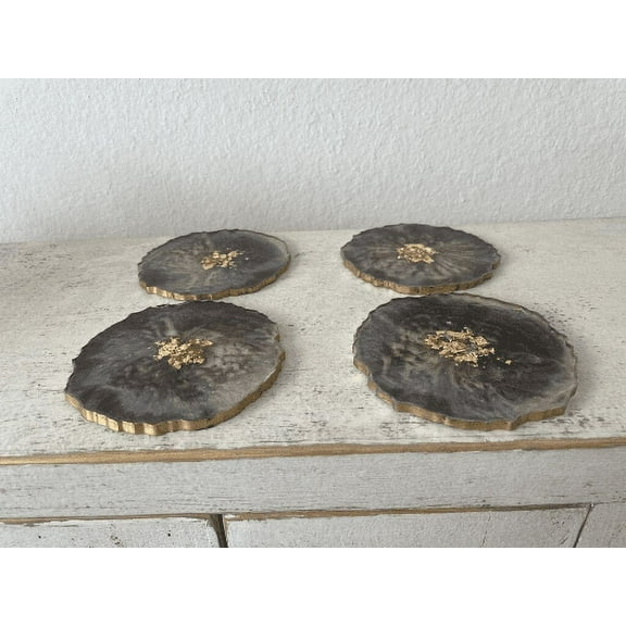 Circular Wavy Resin Epoxy Coasters Set of 4 Hand made