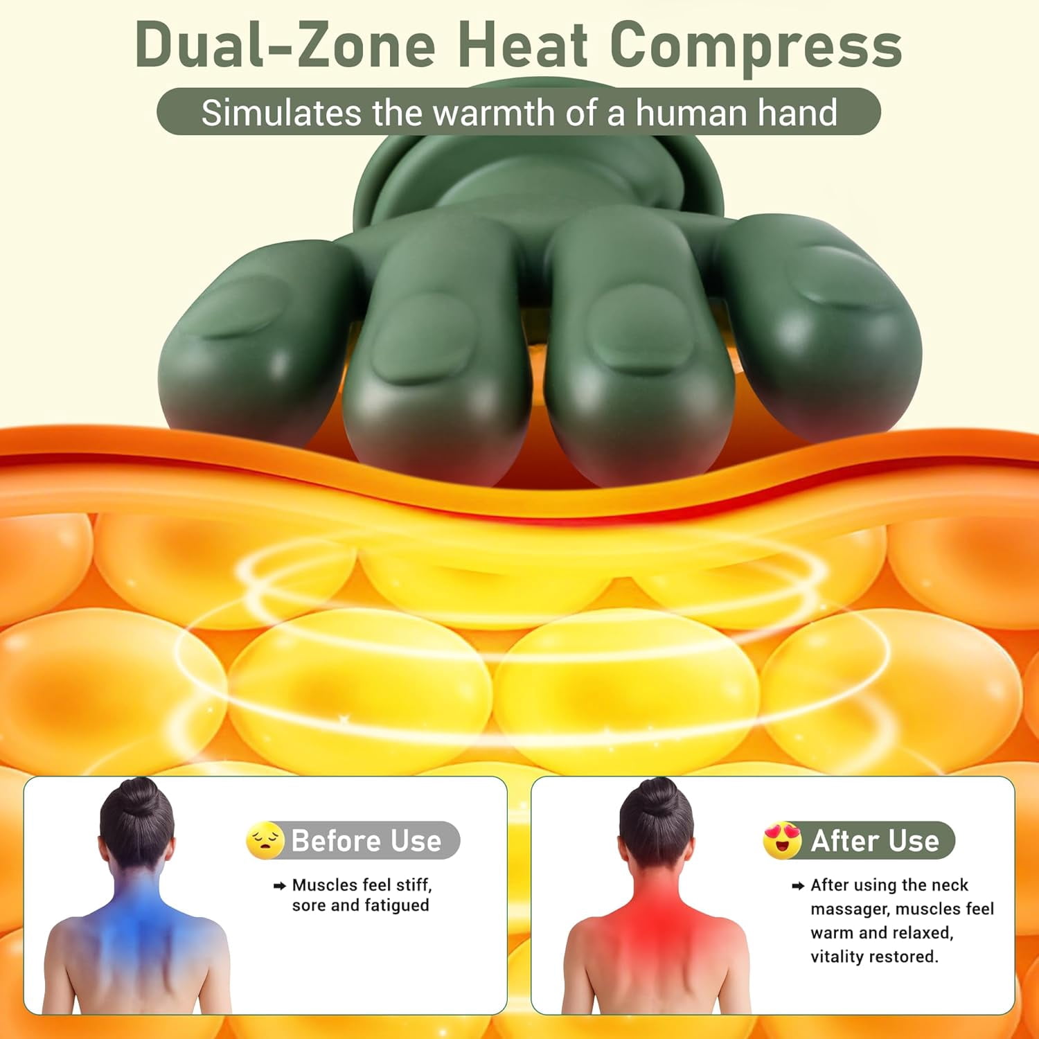 Neck Massager with Heat and 4D Shiatsu for Deep Tissue Pain Relief, Cordless Portable Rechargeable Device for Home Office Travel