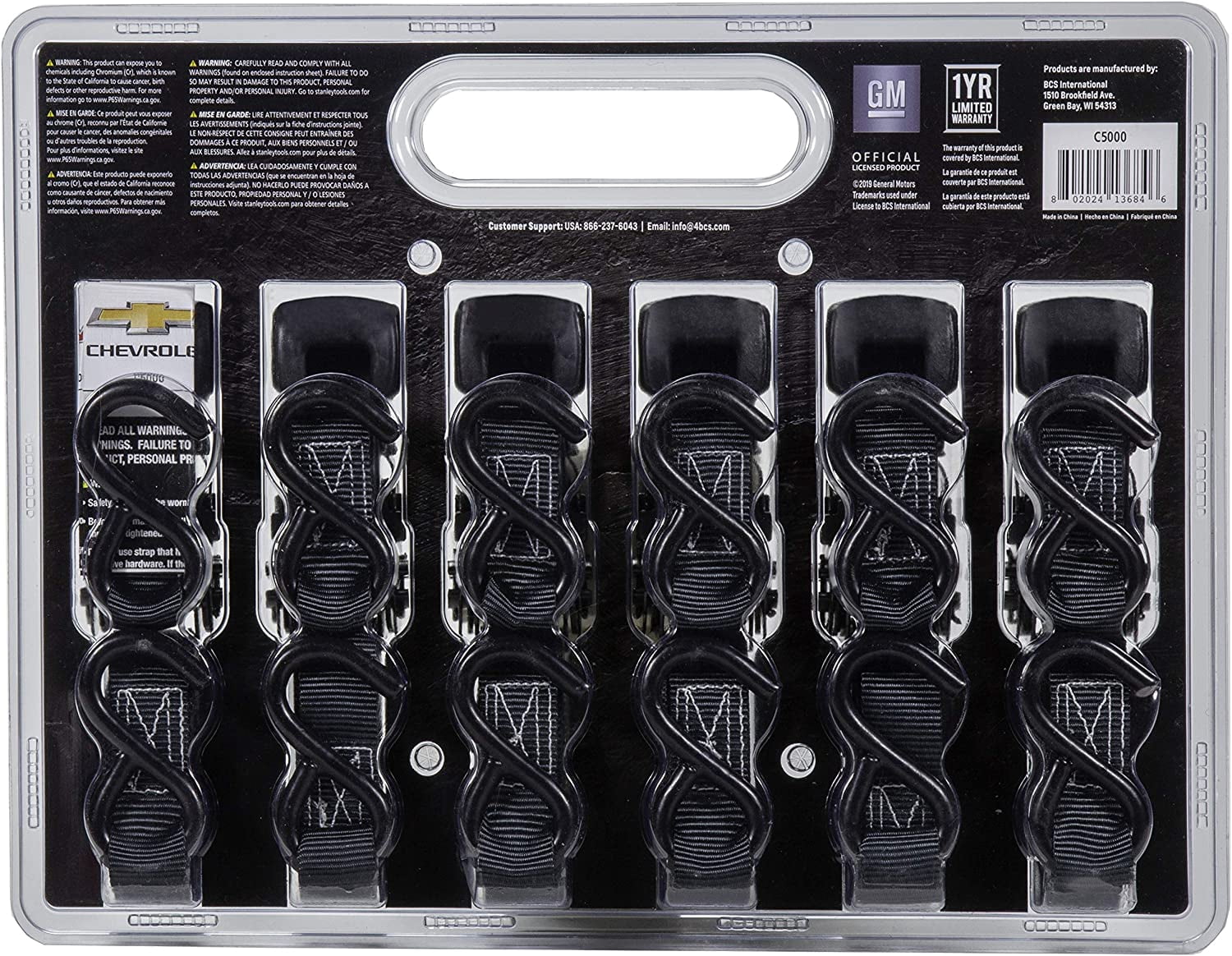 Chevrolet 14 ft. x 1 in. Ratchet Strap Kit (6 Pc) - 1500 LB Break Strength