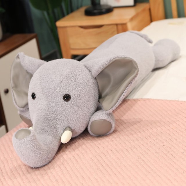 140cm Plush Elephant Toy Baby Sleeping Back Cushion Soft Stuffed Pillow Elephant Doll Newborn Playmate Doll Kids Birthday GiftGray120cm Deng Xun unisex