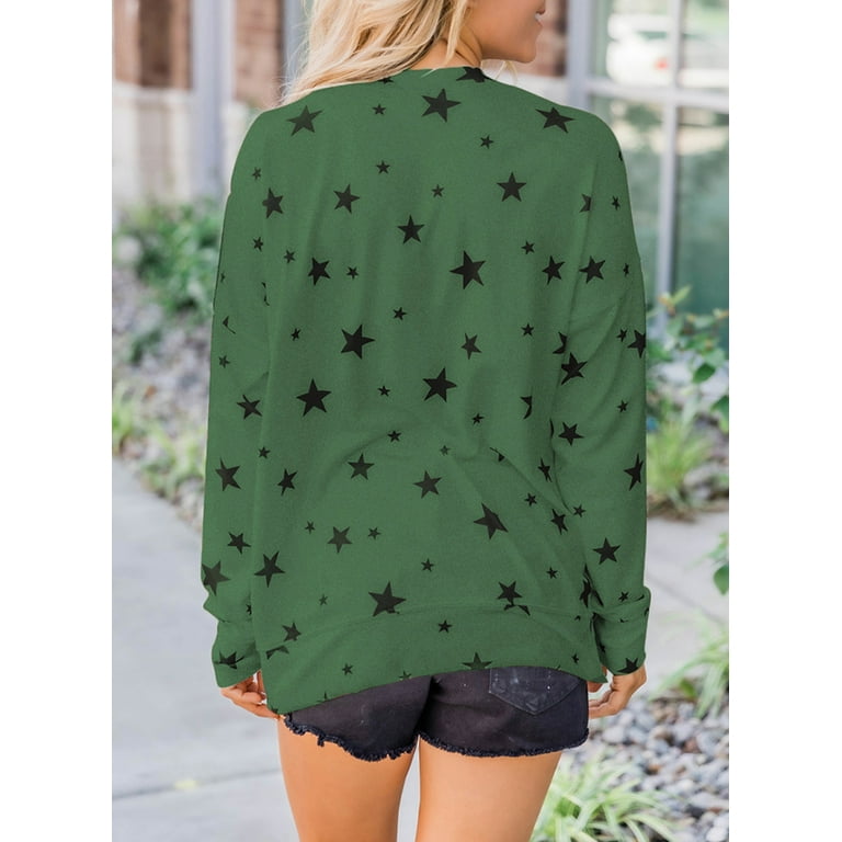 Star print color block sweatshirt hot sale