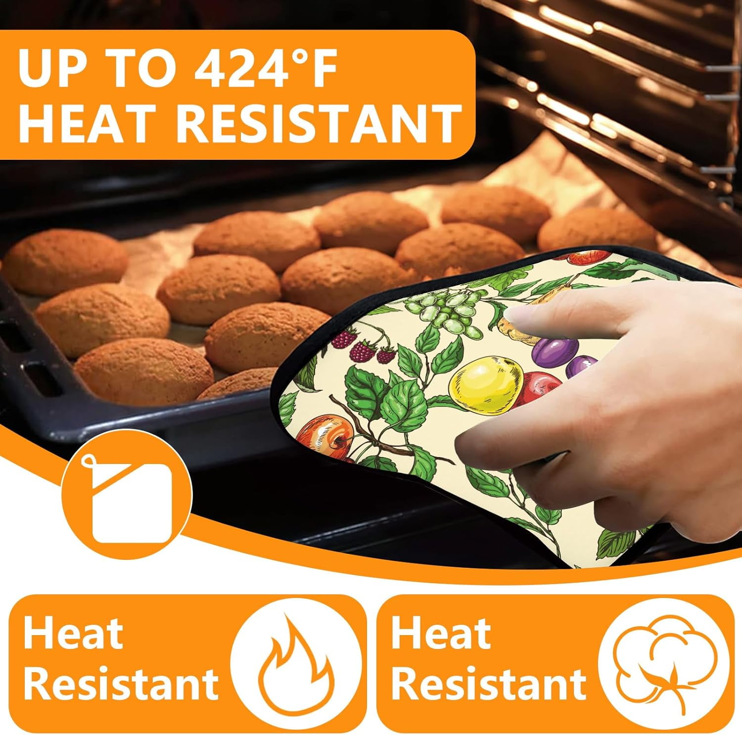Sunflower Highland Cow Oven Mitts and Pot Holders Sets 4Pcs,Extra Long Oven Gloves Potholder for Kitchen Cooking Baking BBQ 100% Cotton Heat Resistant