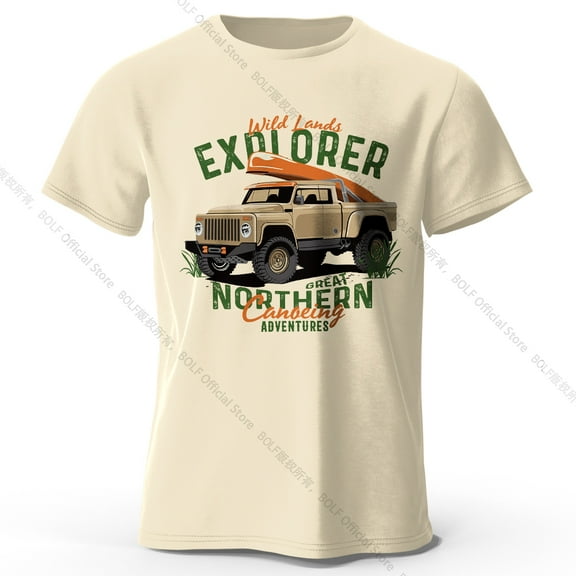 Military Off-Road Vintage Printed Unisex Men Women T-Shirt Tees Tops 100% Cotton WWII Jeep Graphic Adventure Gear