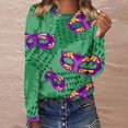 thumbnail image 2 of Outfmvch Mardi Gras Shirts Women Mardi Gras Sequin Sweatshirt Mardi Gras Sweatshirt for Women Fall Essentials Women Mardi Gras Shirt Long Workout Tops for Women Green L, 2 of 4