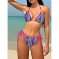 thumbnail image 2 of FEORJGP Women 2 Pieces Bikini Swimsuits Ladies Sleeveless Bustier Snakeskin Pattern Tie-Up Halter Neck Padded Bra Briefs Thong Bottoms Sexy Fashion Beach Bathing Suit Set, 2 of 7
