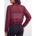 thumbnail image 3 of FEOYA Summer Cropped Bomber Jacket Women Mesh Sheer Jackets Lightweight Long Sleeve Zip Up Jacket With Pocket XS Burgundy, 3 of 7