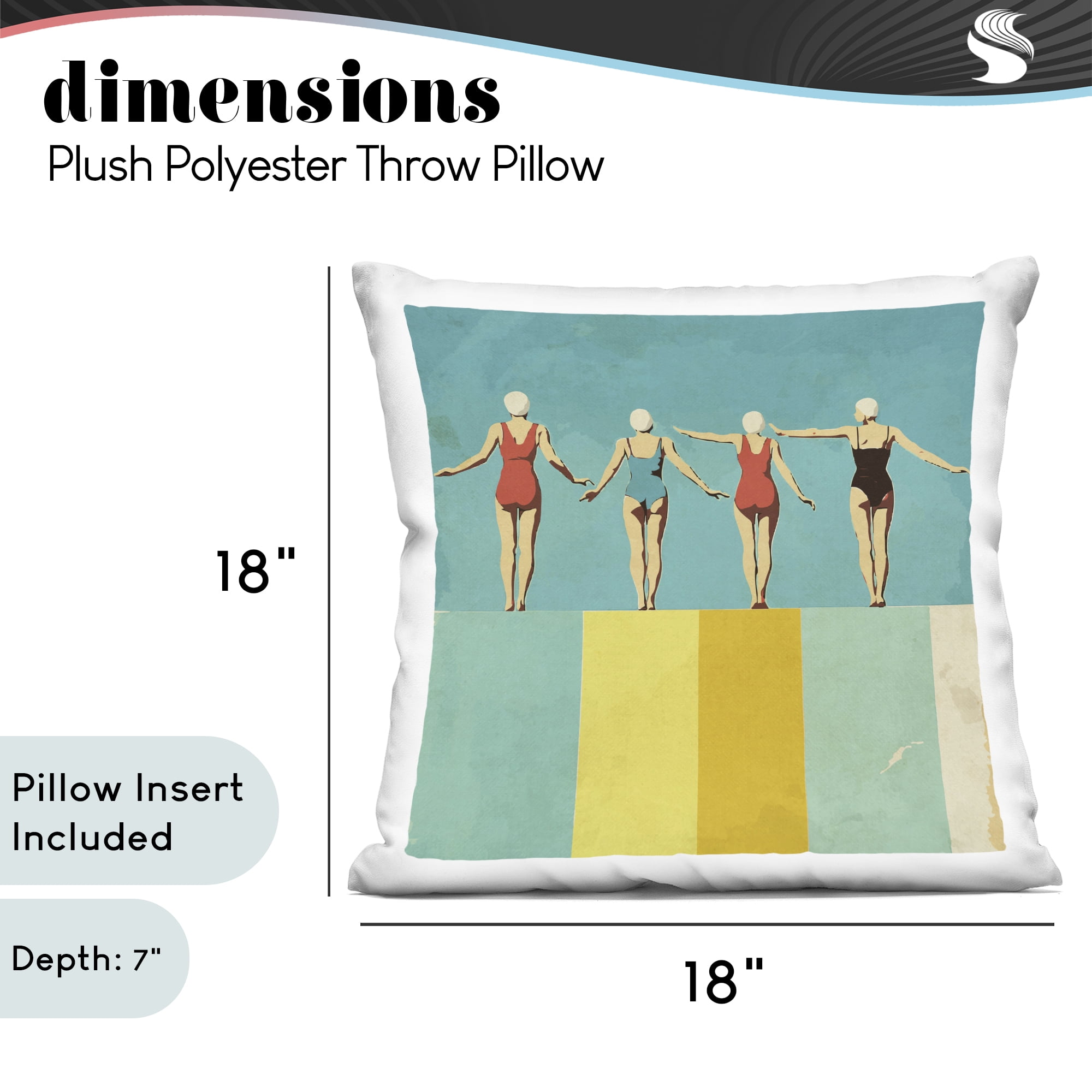 Stupell Industries Four Figures on the Pool Decorative Printed Throw Pillow, design by Layla Oz