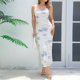 thumbnail image 5 of Vestido Midi Ajustado con Fruncido Floral para Mujer, de y de , Ideal para Invitadas de Boda, Cócteles y Salidas de Verano 2025. Azul L, 5 of 10