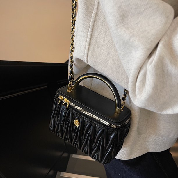 Bolso Mano Manejo Superior Hombro Pequeño Cuadrado Acolchado Bolsillo Diseñador Cuero para Mujeres Compras Viajes