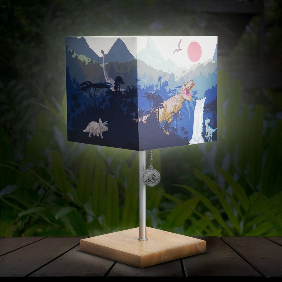 Jurassic Park Desk Table Lamp (Includes LED Light Bulb) Wooden Base with