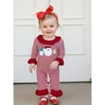 thumbnail image 3 of Miaouyo Infant Baby Girl Christmas Fall Romper 0 3 6 12 18 Months Striped Santa Embroidered Ruffle Trim Long Sleeve Bodysuit, 3 of 9