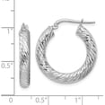 thumbnail image 4 of 14k 4x15mm White Gold Diamond-cut Round Hoop Earrings - 23.4mm, 4 of 6