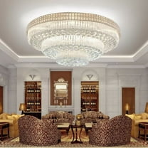 GMizon 31.5" Luxury K9Crystal Chandelier LED Lamp Flush Mount Ceiling Lighting Fixture